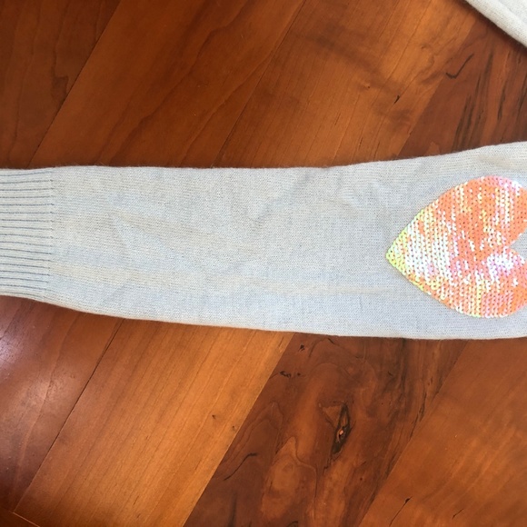 Wildfox cashmere light blue sequined heart sweater - Picture 4 of 5